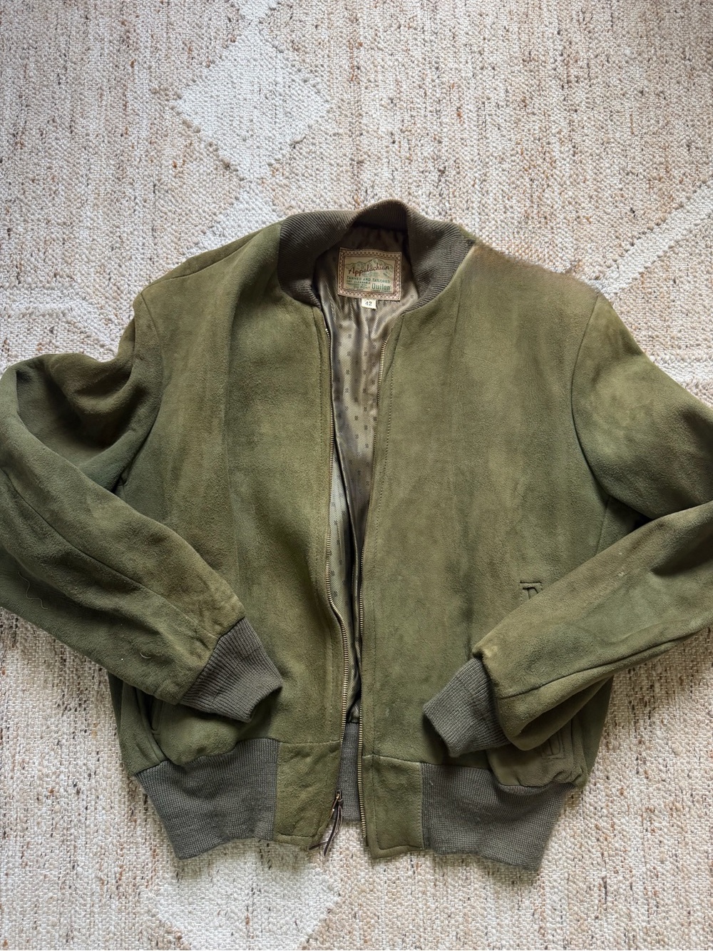 Men's Olive Suede Bomber Jacket by Polo by Ralph Lauren